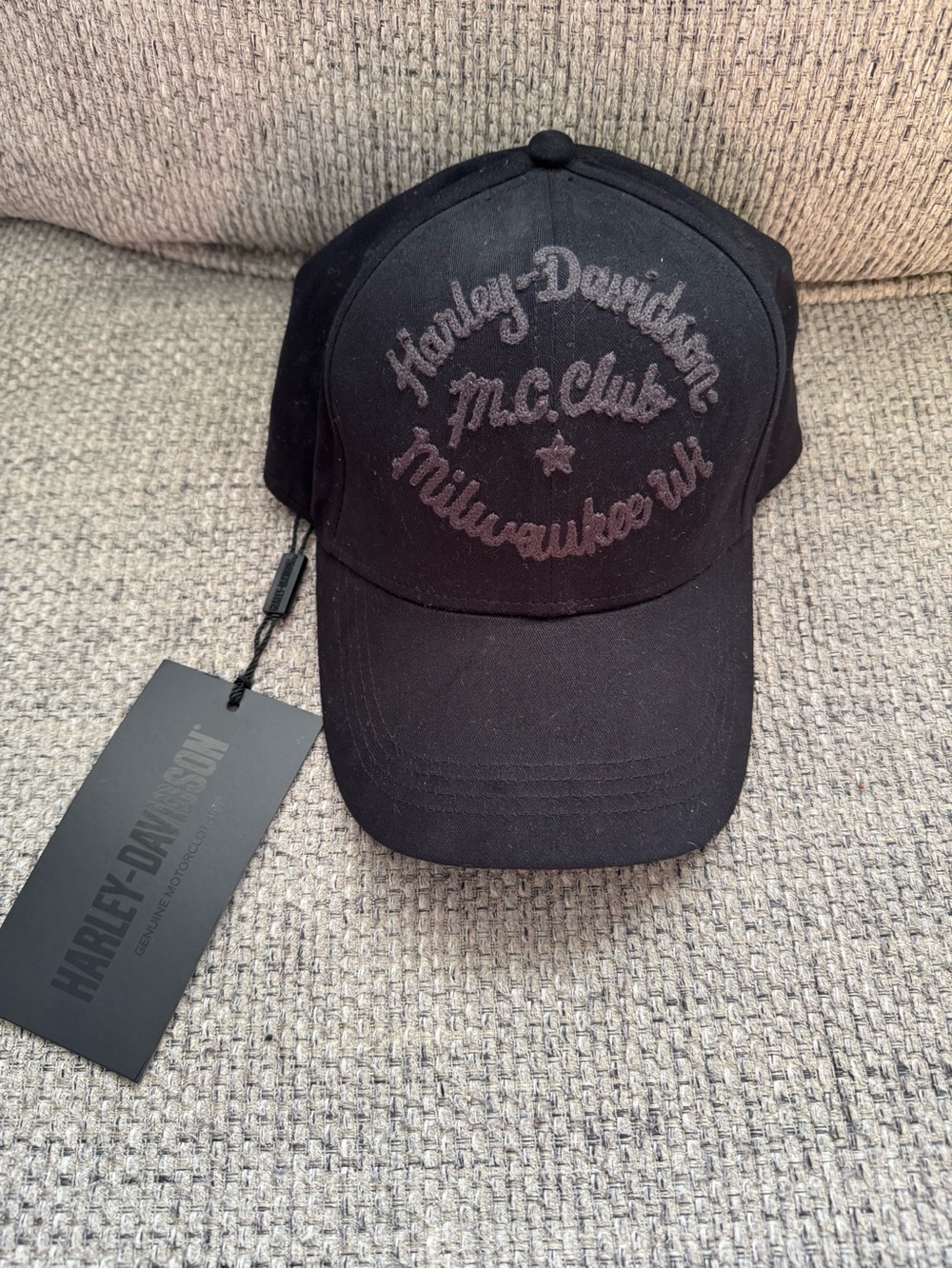 NWT HARLEY DAVIDSON M.C. CLUB MOTORCYCLE MEN'S ADJUSTABLE TWILL CAP HAT BLACK
